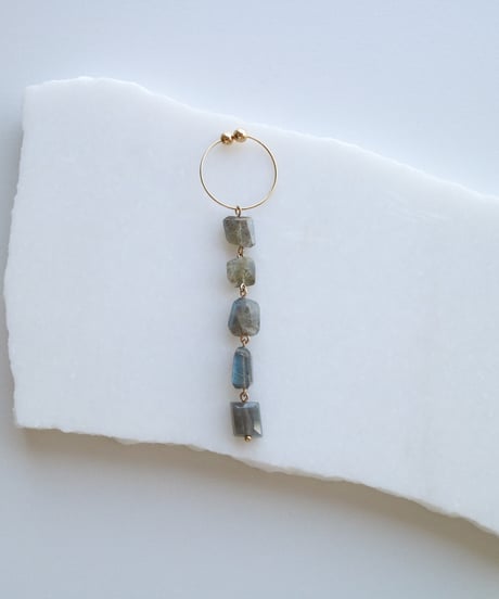 HQ FINE FIVE EARRING Labradorite / Pink Topaz