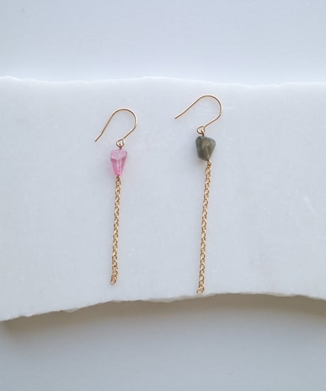 HQ FINE CHAIN PIERCE Labradorite / Pink Topaz