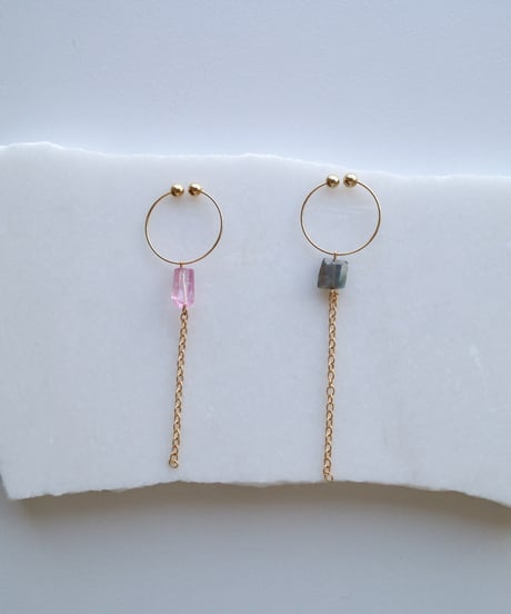 Labradorite / Pink Topaz CHAIN EARRING