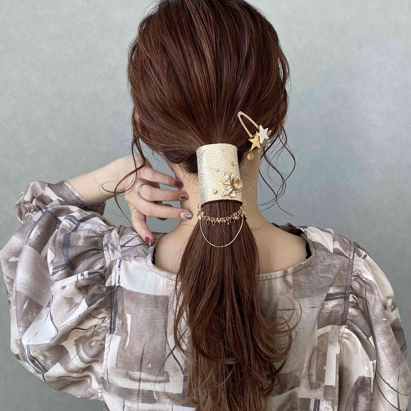 ヘアアクセサリー naaa niana ヘアクリップ パールメタルバレッタ 結婚式 成人式
