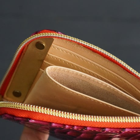 MINI財布　絞り染めLEATHER　柔らかい牛革