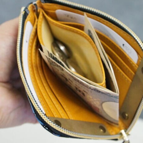 MINI財布　絞り染めLEATHER　柔らかい牛革