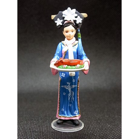 満漢全席 中国宮廷料理フィギュアコレクション　11.服務小姐【青・給士の女性】