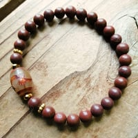 白瑪瑙龍神天珠＆天然カラーグリーンタイガーアイのブレスレット