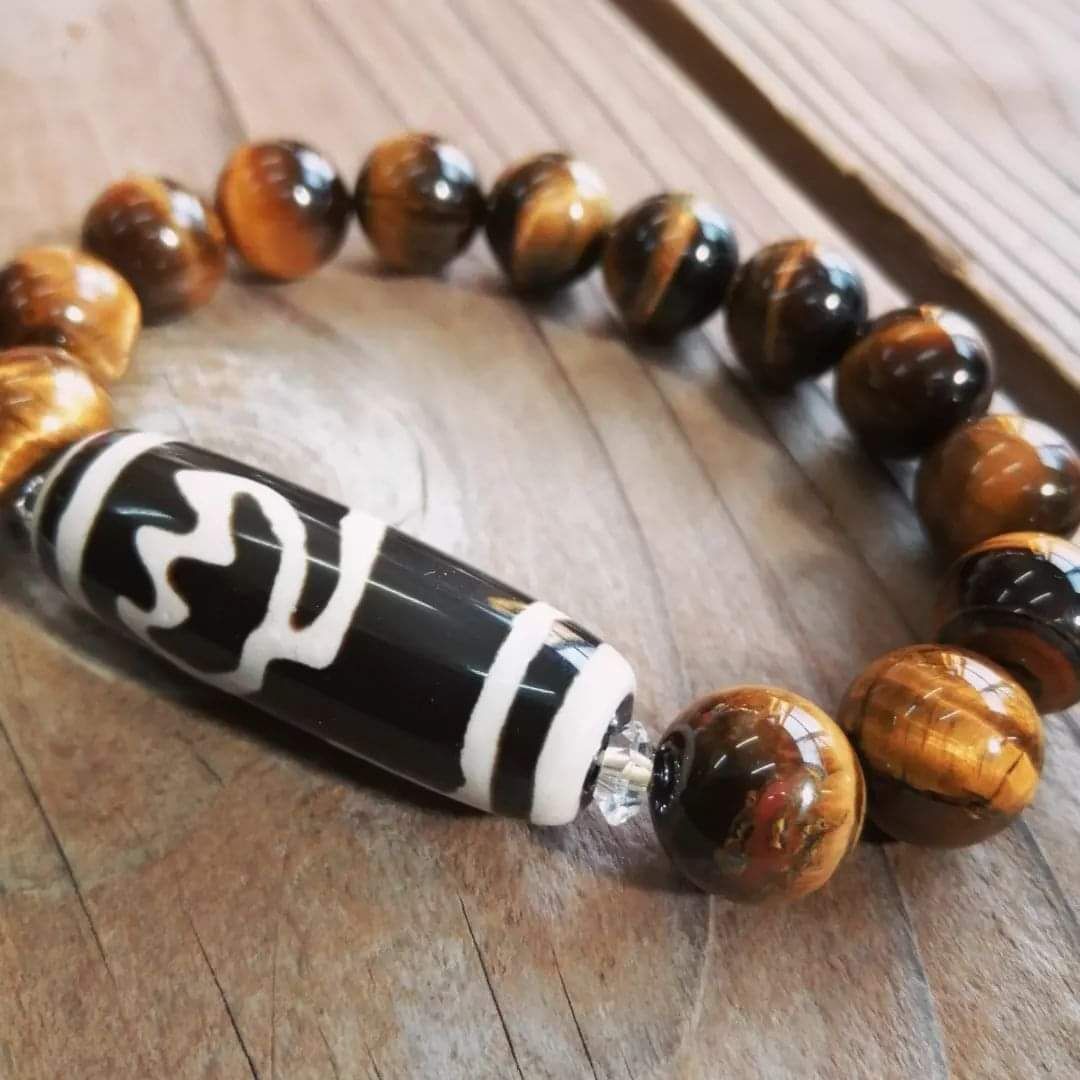 睡蓮花天珠＆ゴールデンタイガーアイのブレスレット | siesta jewelry