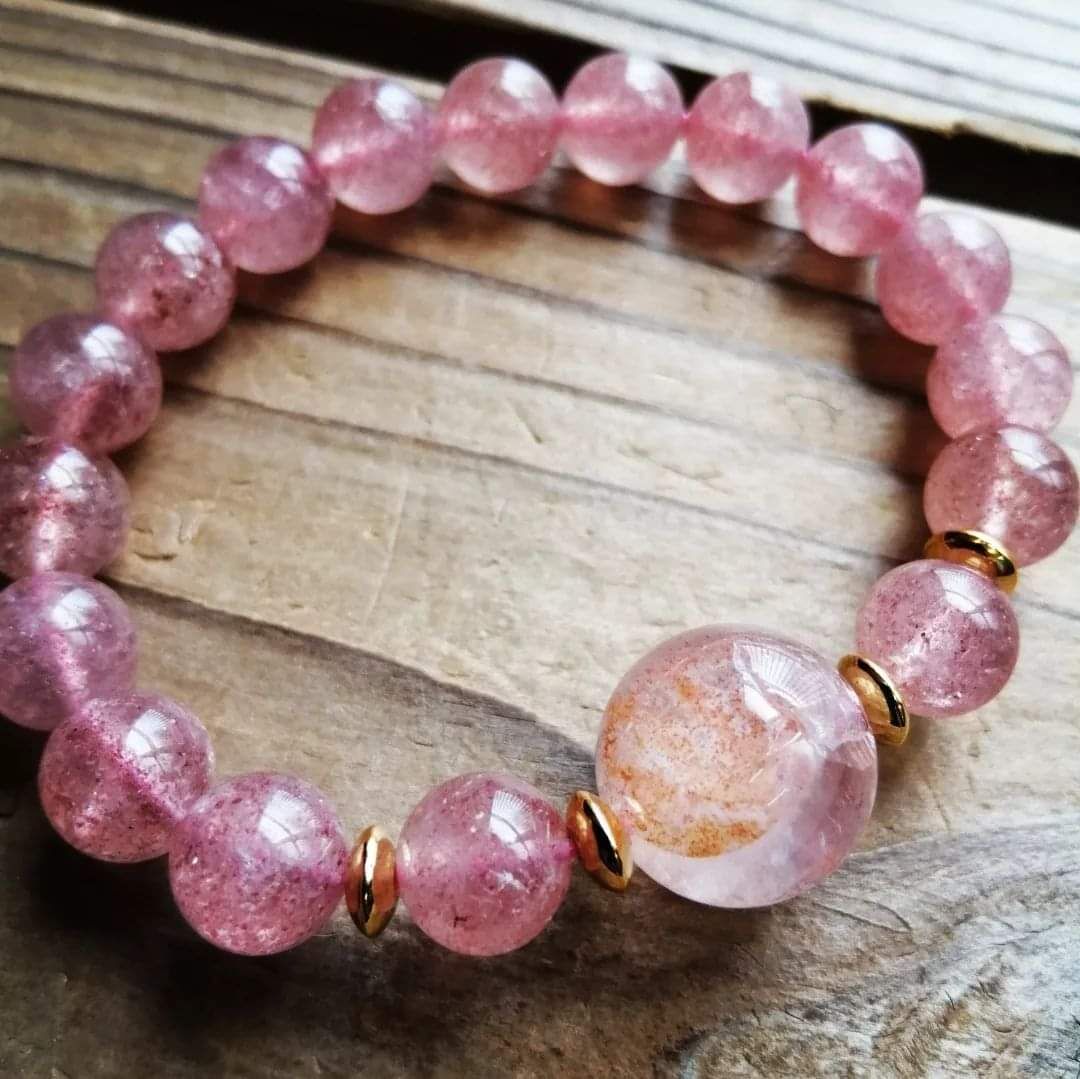 ピンクマニカラン  クラスター　たっぷりブレスレット、アクセサリー乗せられます。 楽天市場】マニカラン水晶 ブレスレット ヒマラヤ産 16mm玉 淡色