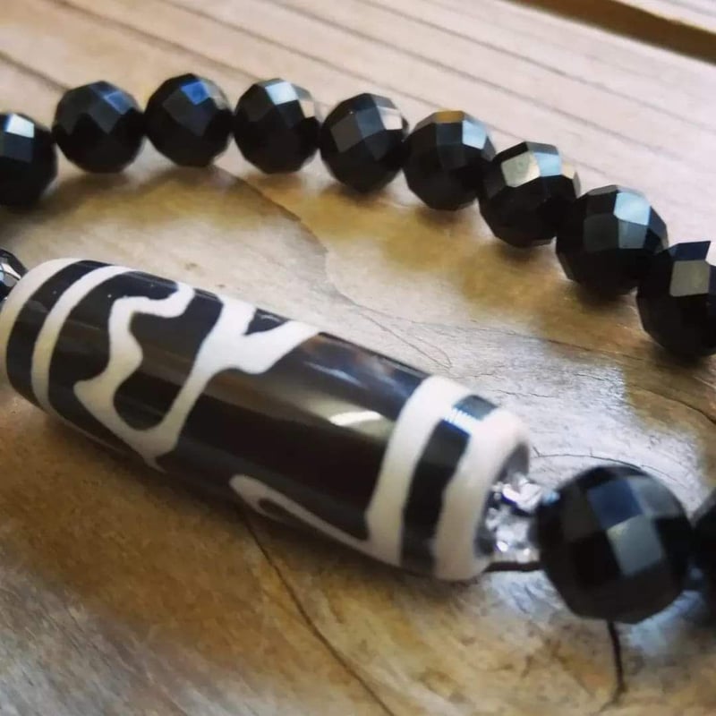 睡蓮花天珠とチベット産モリオン（黒水晶のブレスレット | siesta jewelry