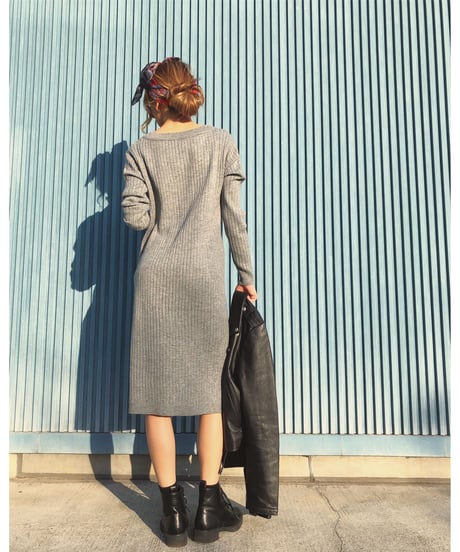 V/N RIB KNIT OP