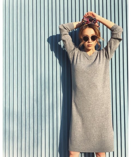 V/N RIB KNIT OP