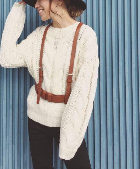 CABLE KNIT TOP(ベルト付き)