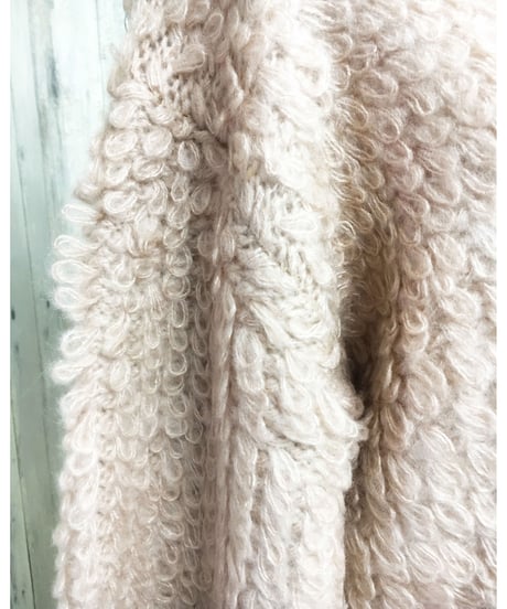 モヘアループニットカーデ(PINK BEIGE)