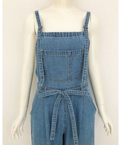 DENIM RIBBON SALOPETTE