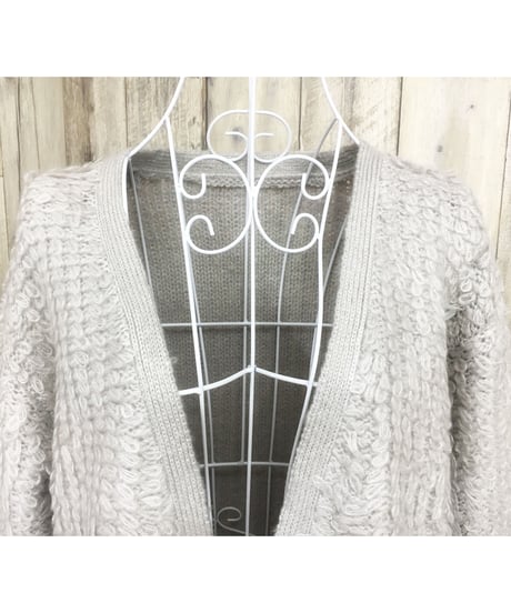 モヘアループニットカーデ(GREY)