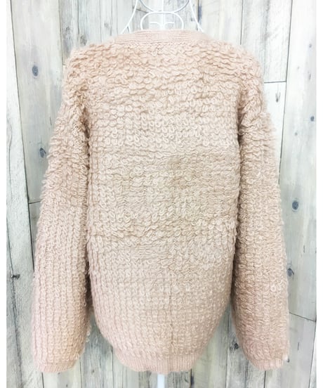 モヘアループニットカーデ(PINK BEIGE)