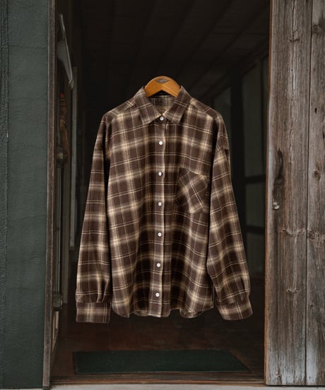 LOOSE FLANNEL CHECK SHIRT - BROWN