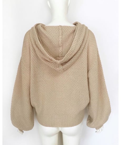 BUTTON KNIT HOODIE