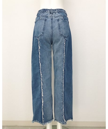 FRINGE DENIM WIDE PT