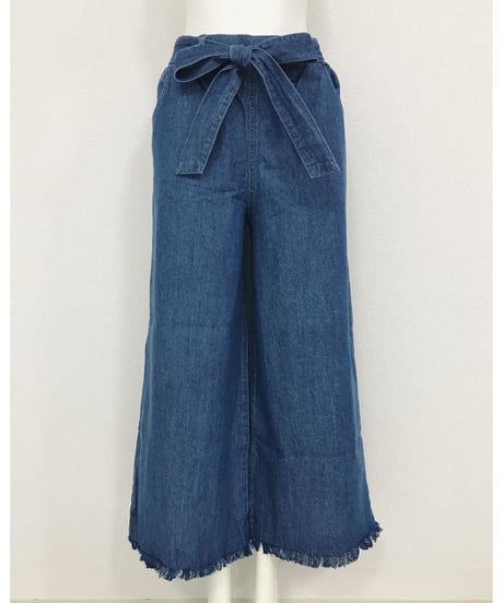 FRINGE DENIM WIDE PT