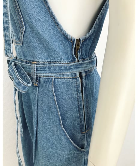 DENIM RIBBON SALOPETTE