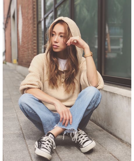 BUTTON KNIT HOODIE