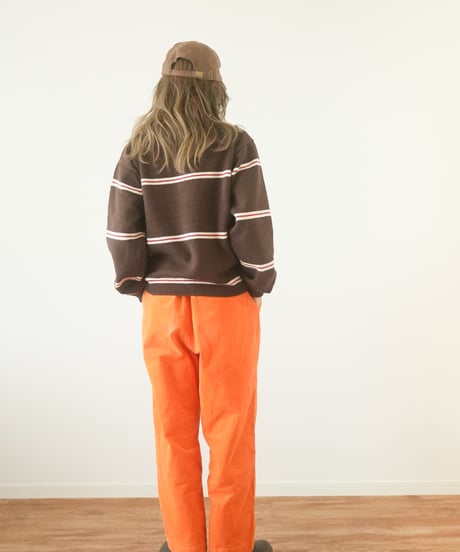 HALF ZIP BORDER KNIT