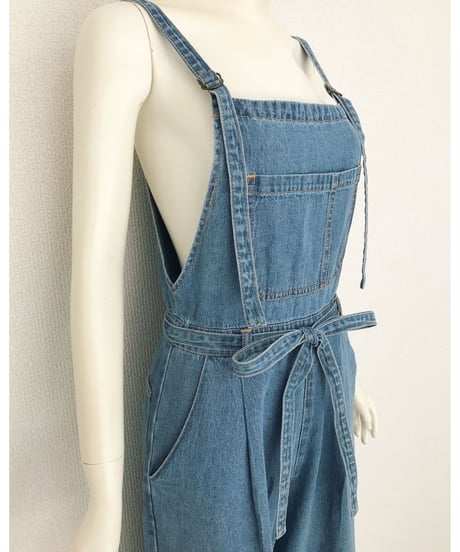 DENIM RIBBON SALOPETTE
