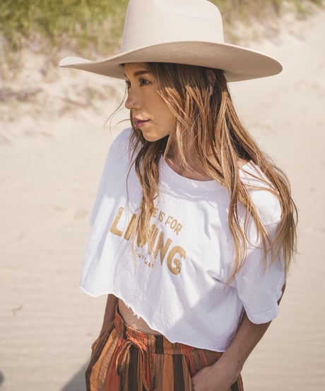 LIFE IS FOR LIVING CROPPED T-SHIRT