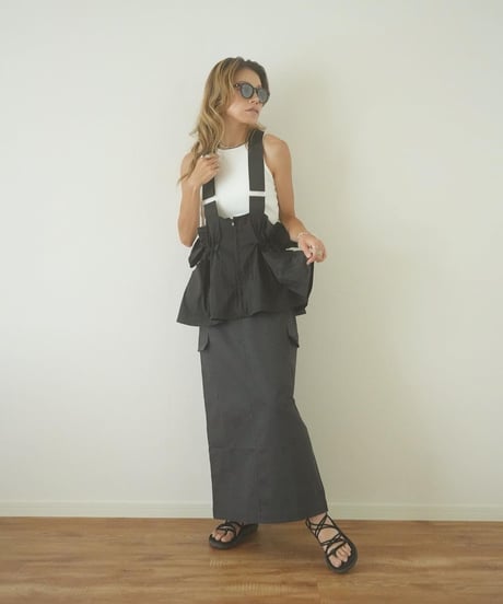 DRAWSTRING FRILL VEST