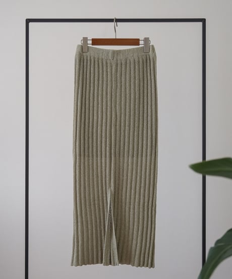 RIB KNIT PENCIL SKIRT - CHARCOAL