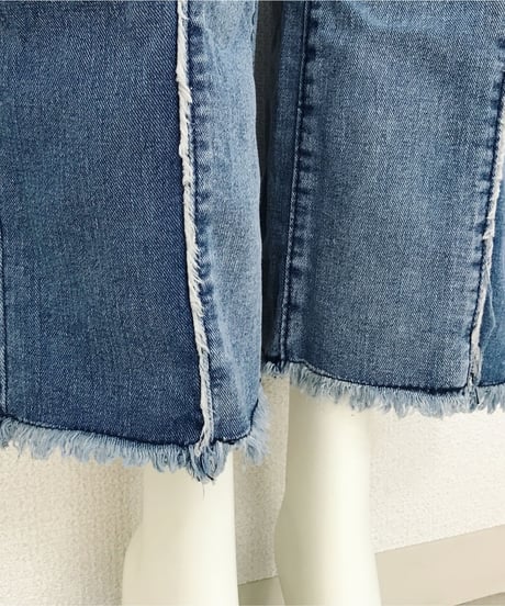 FRINGE DENIM WIDE PT