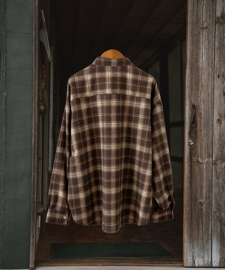 LOOSE FLANNEL CHECK SHIRT - BROWN