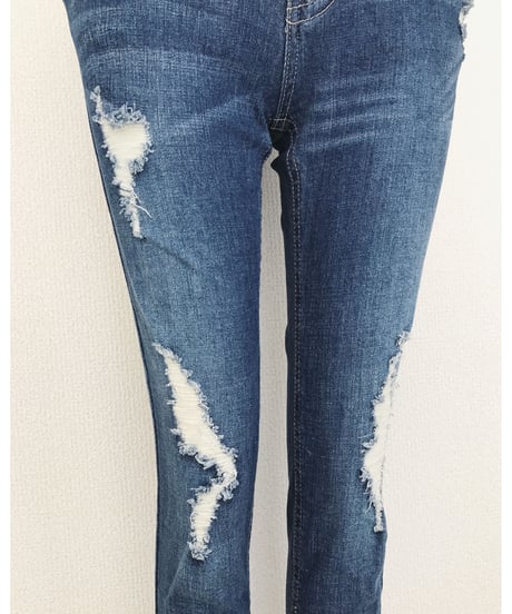 CUT OFF  SKINNY PT(L.BLUE)