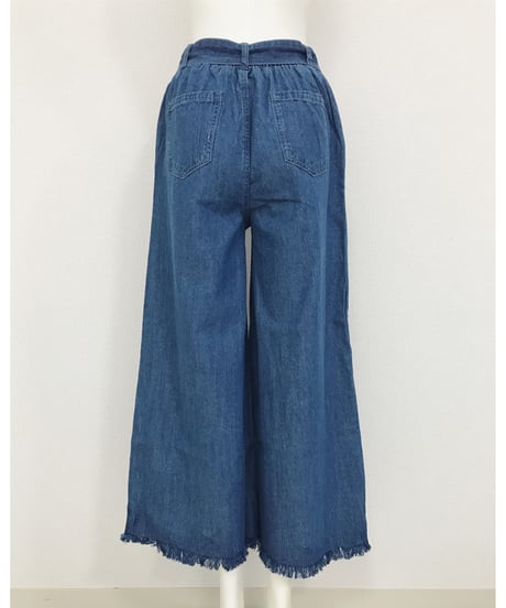 FRINGE DENIM WIDE PT