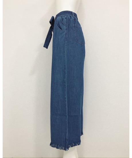 FRINGE DENIM WIDE PT