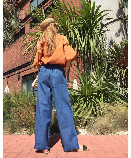 FRINGE DENIM WIDE PT