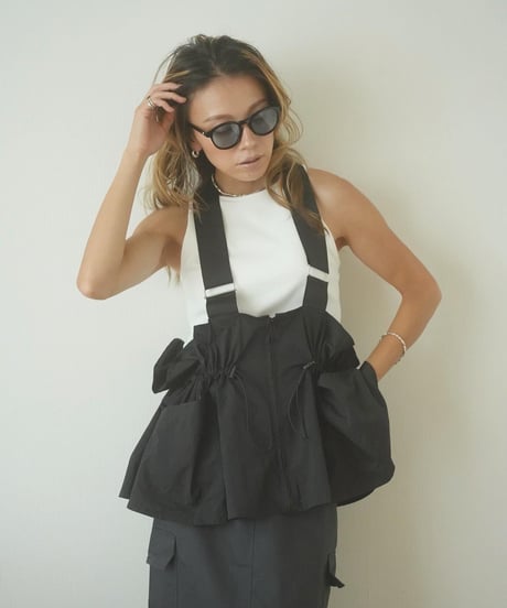 DRAWSTRING FRILL VEST