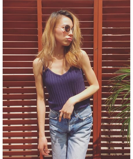 リブニットキャミTOPS(NAVY)