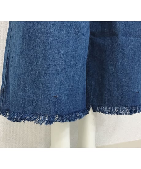 FRINGE DENIM WIDE PT