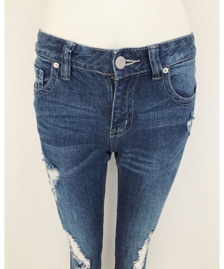 CUT OFF  SKINNY PT(L.BLUE)