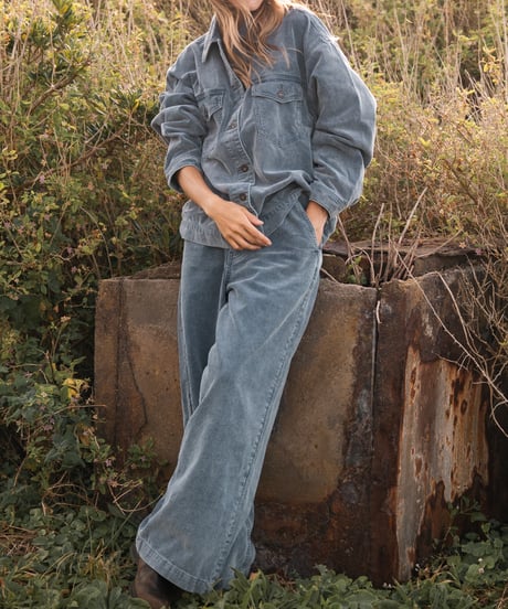 FADED BLUE CORD RELAX PANTS