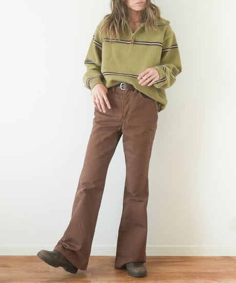 HALF ZIP BORDER KNIT