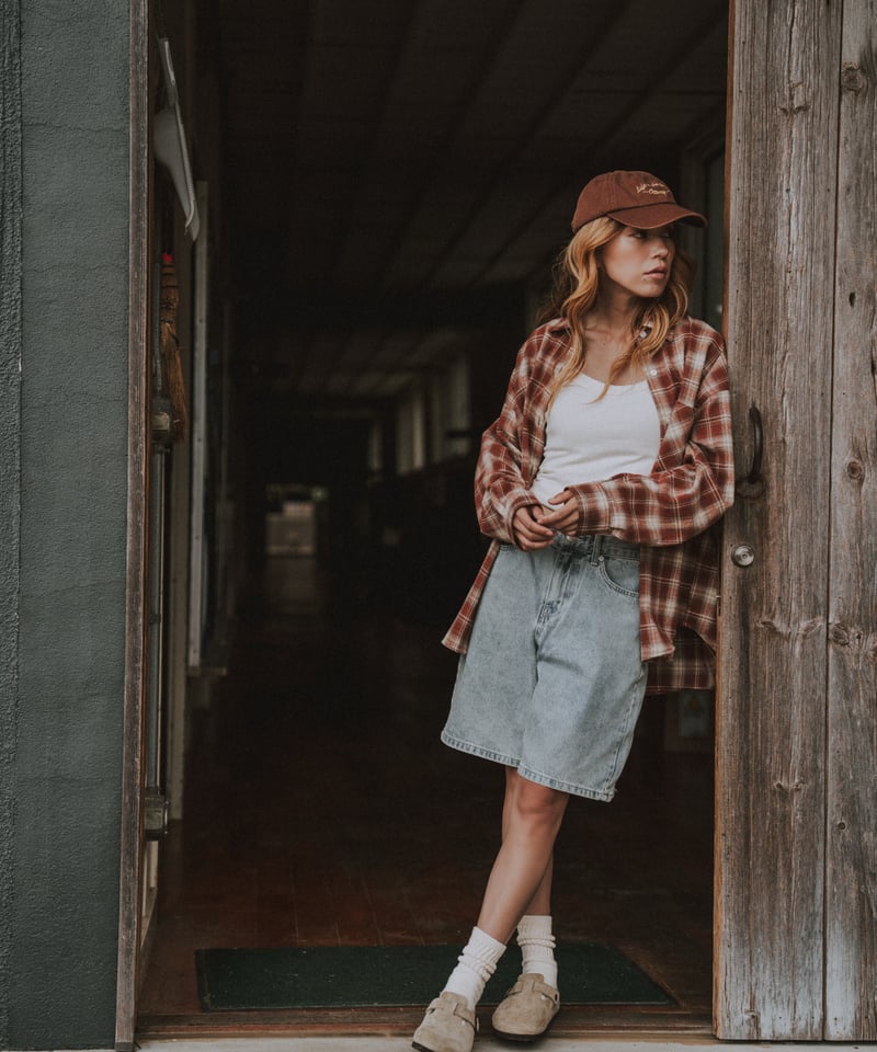 LOOSE FLANNEL CHECK SHIRT - RED | Sun Vivian