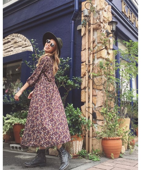 VINTAGE FLOWER GOWN(BORDEAUX)