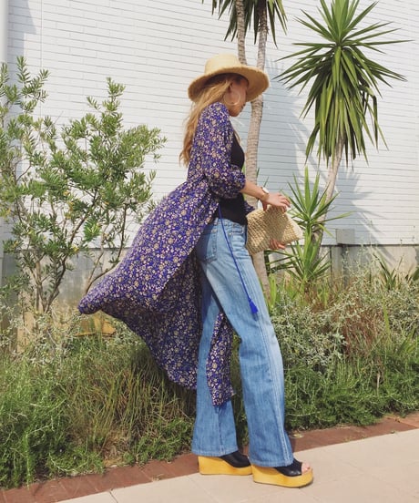 VINTAGE FLOWER GOWN(BLUE)