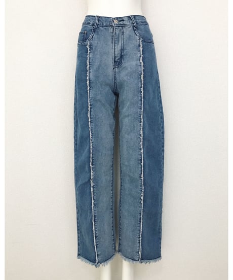 FRINGE DENIM WIDE PT