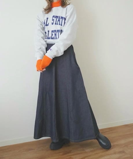 DENIM FLARE SKIRT
