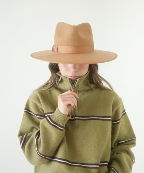 HALF ZIP BORDER KNIT