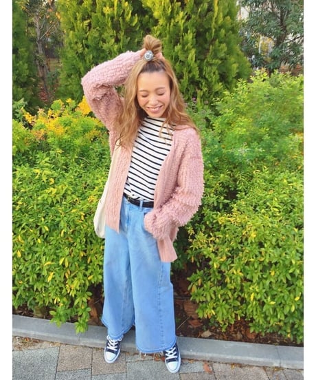 モヘアループニットカーデ(PINK BEIGE)