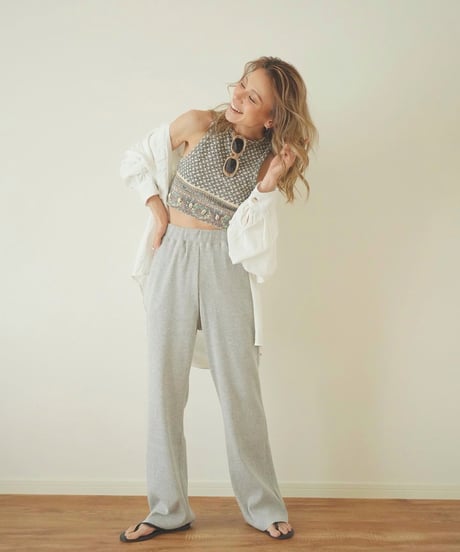 SEMI FLARE RIB PANTS