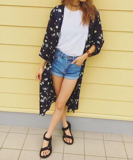 花柄シフォンガウン